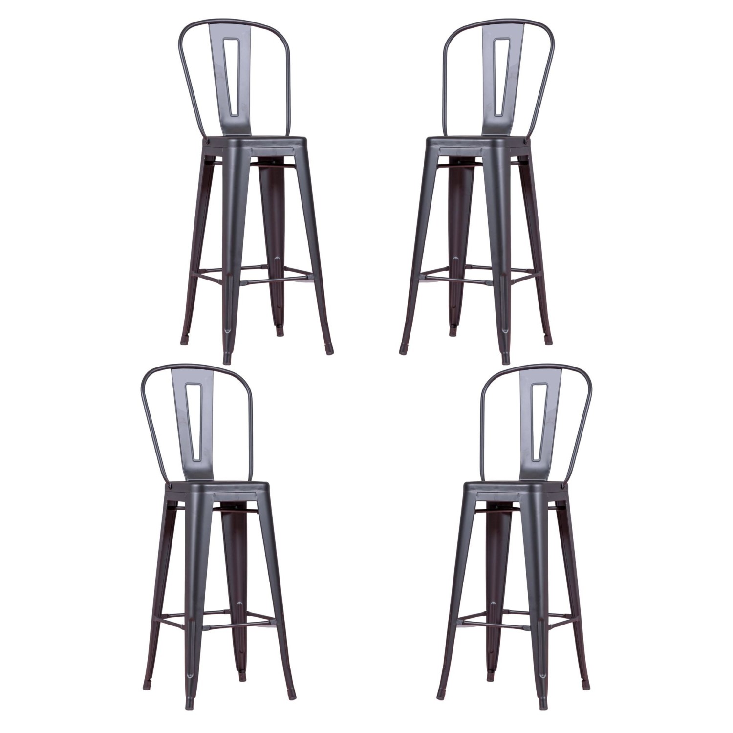 PACK 4 TABURETER BISTRO MATT HIGHBACK