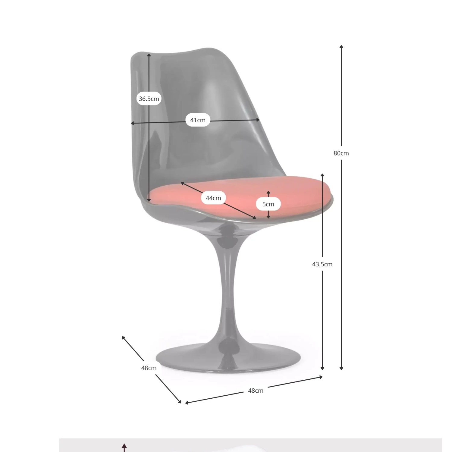 Chaise Lotus All Black avec coussin en coton FURNMOD - 32