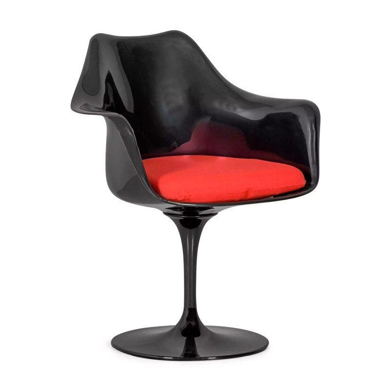 Chaise Lotus Arms All Black avec coussin en coton FURNMOD - 20