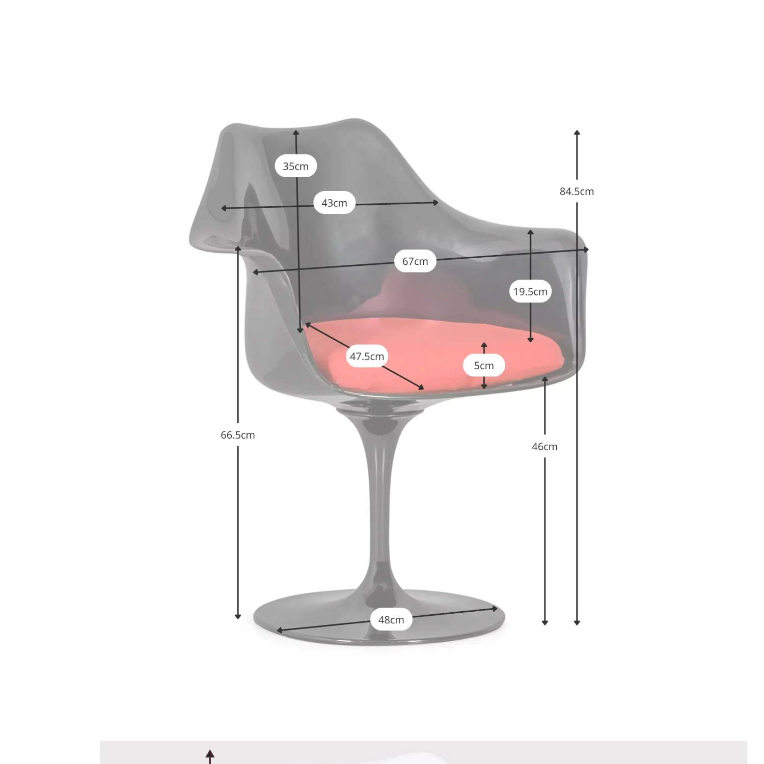 Lotus Arms All Black stol med bomullsdyna FURNMOD - 51