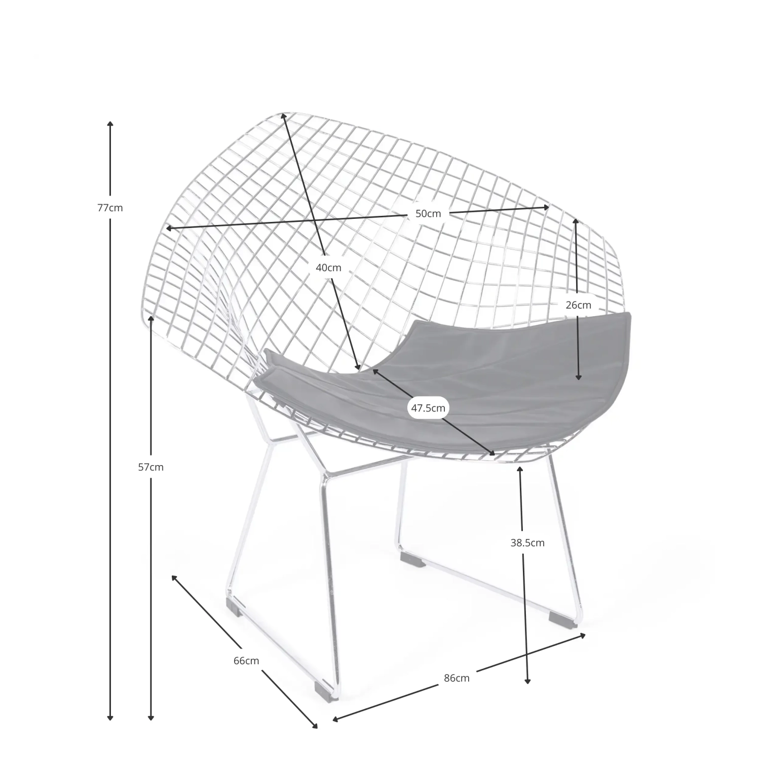 Fauteuil design en acier chromé Diamond FURNMOD - 26
