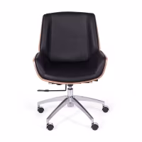 Chaise de bureau en cuir italien et bois de noyer Nordic Nest Dream - 3