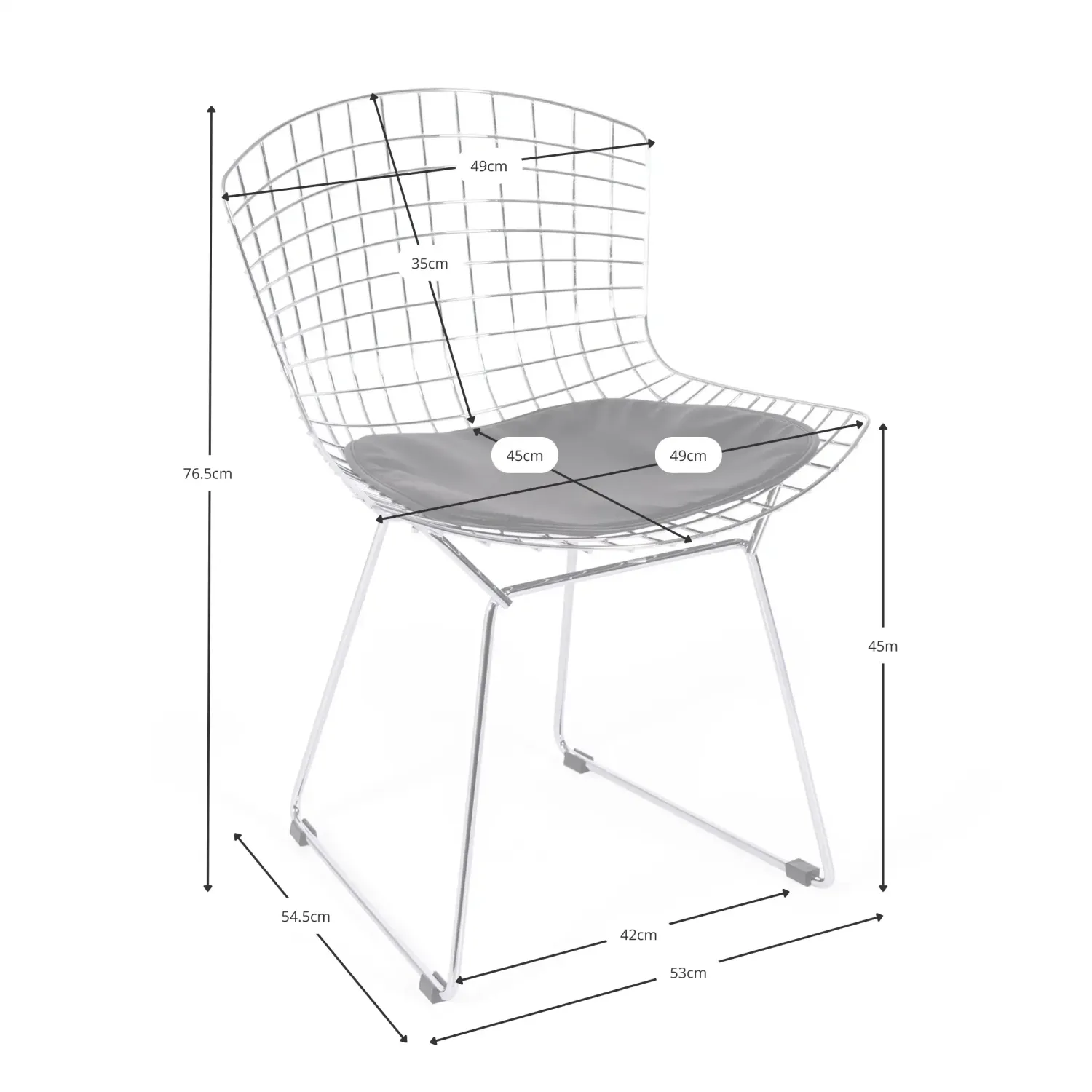 Réplique Chaise Bertoia Chrome - Chaise industrielle - Meubles Concept