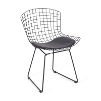 Replik Metallstuhl Bertoia aus schwarzem Stahl im industriellen Stil des berühmten Designers Hans J. Wegner