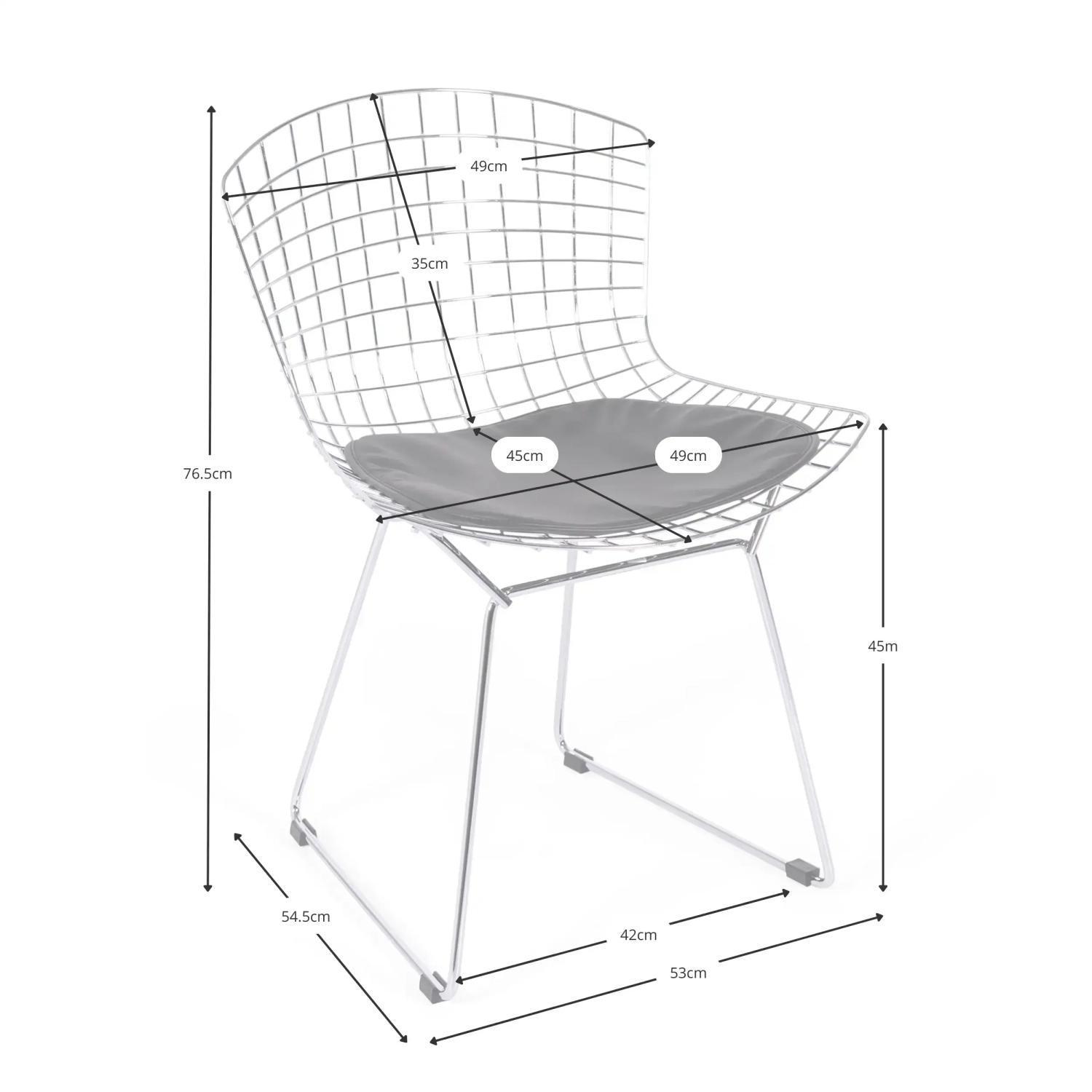 Réplique Chaise Bertoia in Noir - Chaise industrielle - MeublesConcept