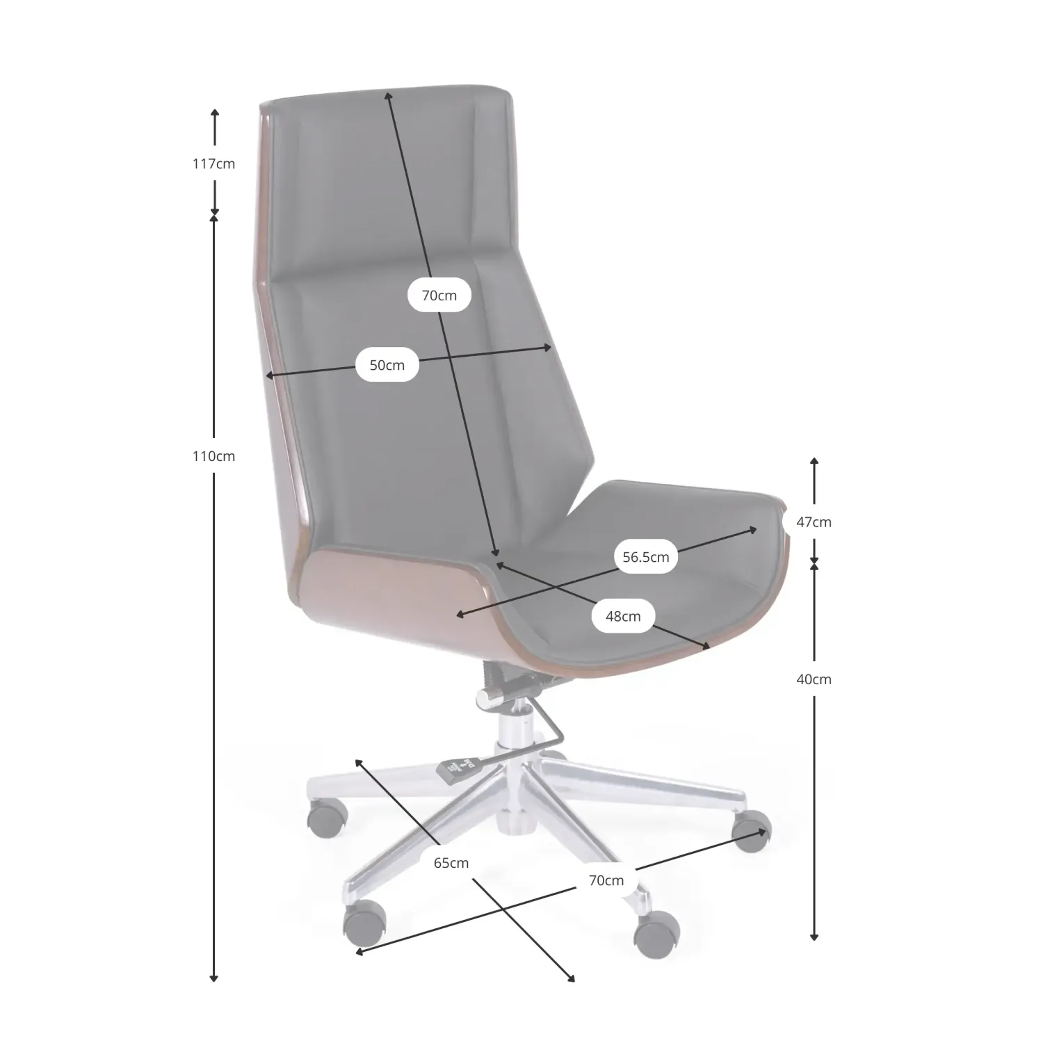 Chaise de bureau Nordic Highback en noyer et similicuir-Meubles Concept