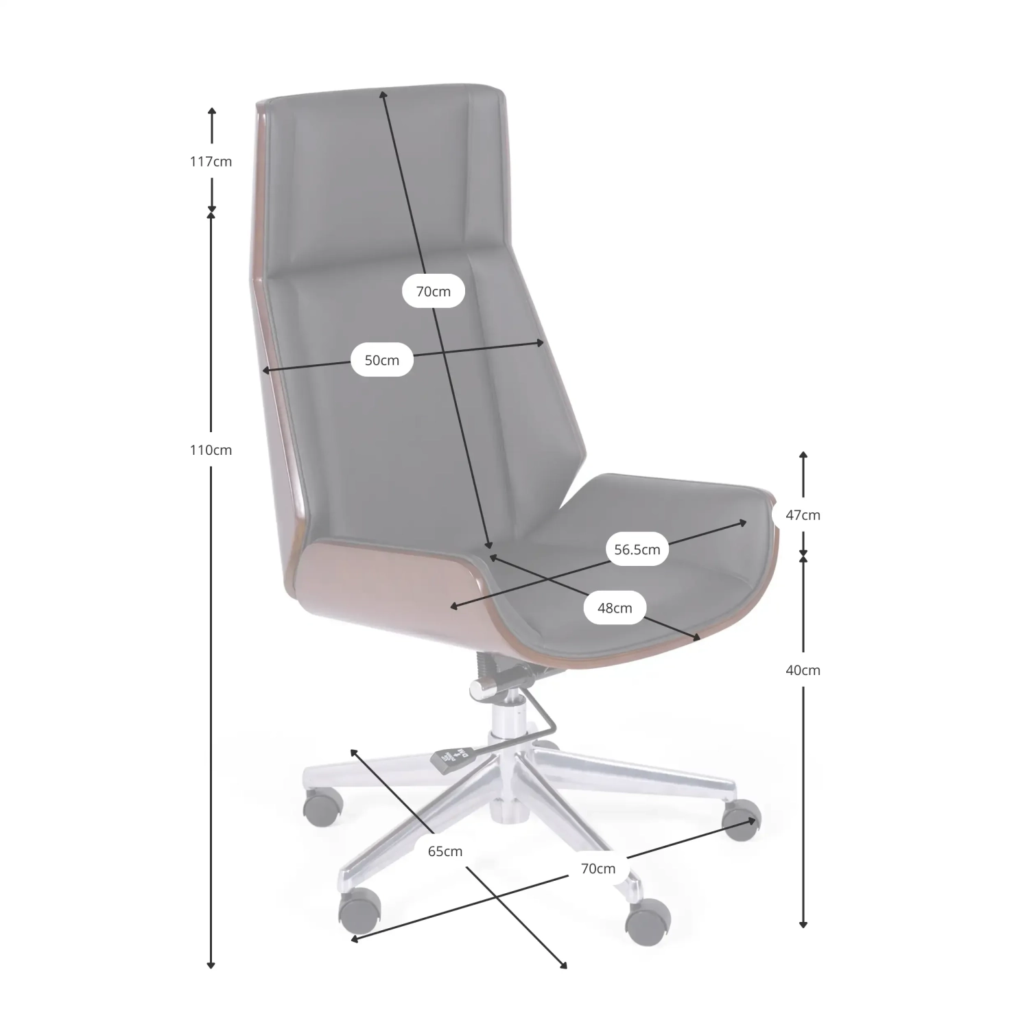 Silla de oficina Nordic Highback en nogal y polipiel - Mueble Deseign