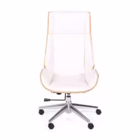 Cadeira de escritório Nordic Highback em ácer e couro ecológico branco - Mueble Design