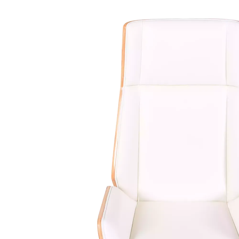 Chaise de bureau Nordic Highback en érable et éco-cuir blanc - Meubles Concept