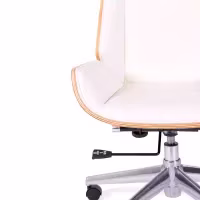 Cadeira de escritório Nordic Highback em ácer e couro ecológico branco - Mueble Design