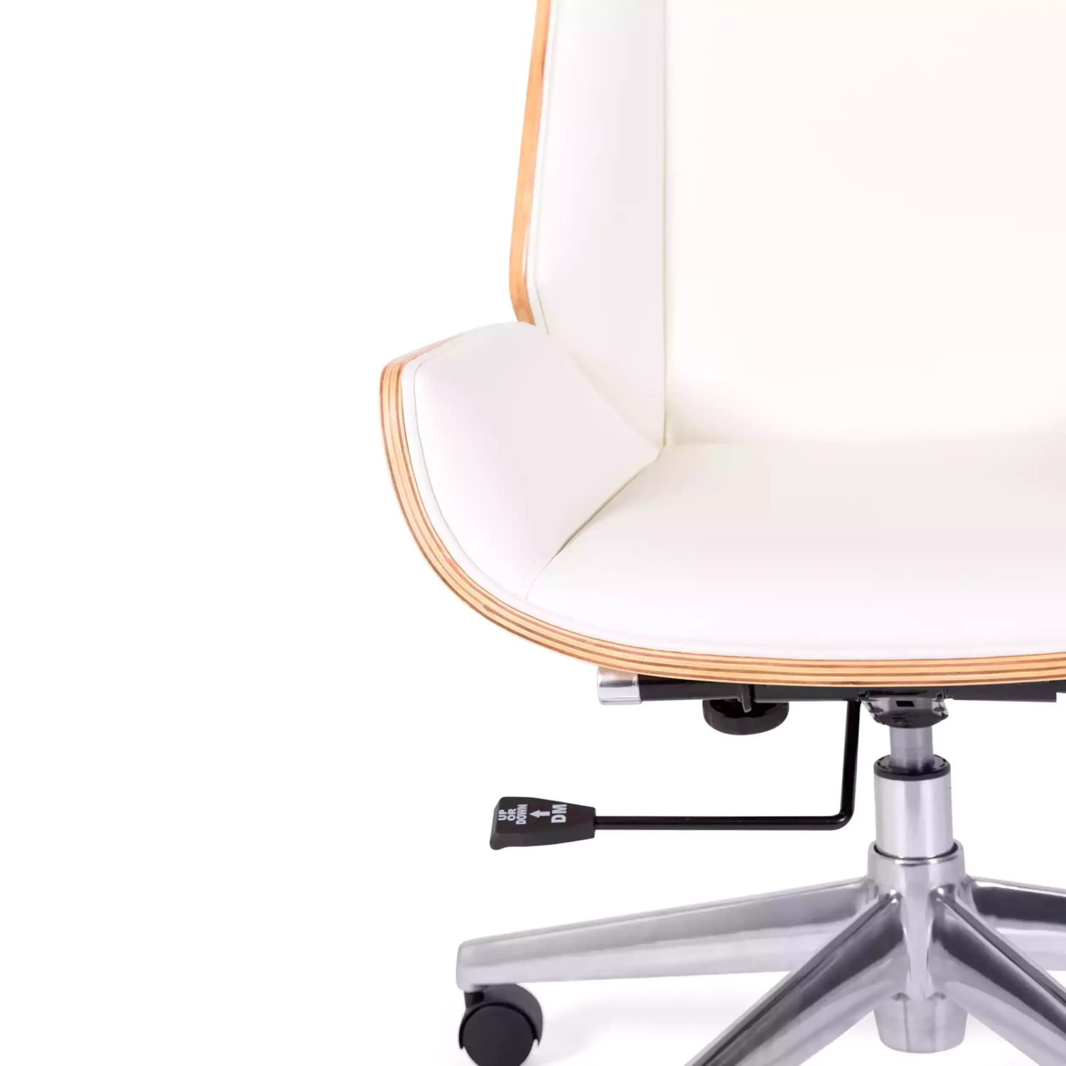 Nordic Highback bureaustoel in esdoorn en wit ecoleder - Mobelarium