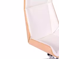 Cadeira de escritório Nordic Highback em ácer e couro ecológico branco - Mueble Design