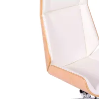 Nordic Highback office chair in maple and white eco-leather - Mueble Design