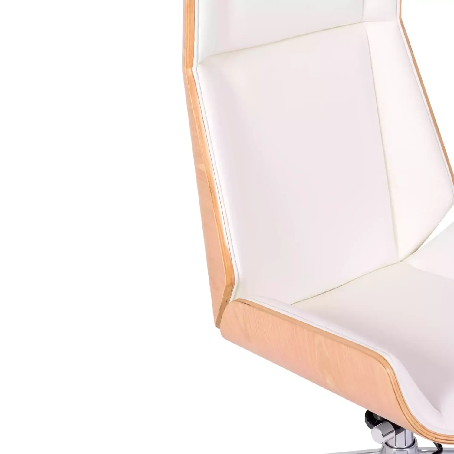 Cadeira de escritório Nordic Highback em ácer e couro ecológico branco - Mueble Design