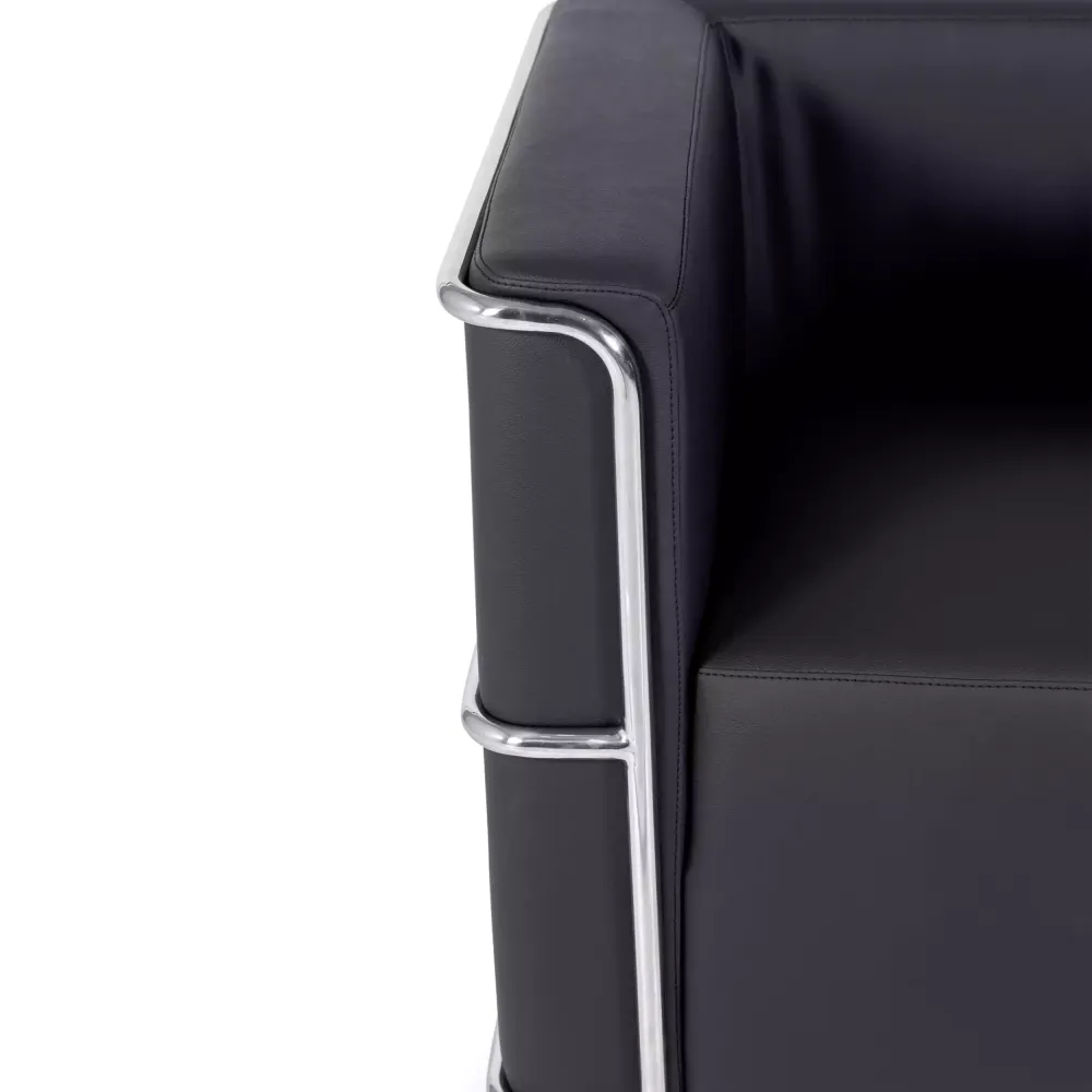 Canapé moderne 1 place Torino en cuir et acier chromé - Meubles Concept