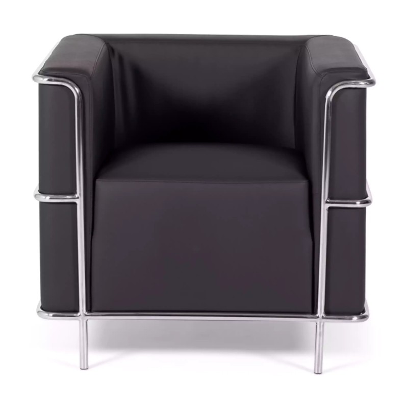 Torino 1 seater modern sofa in leather and chromed steel - Mueble Design