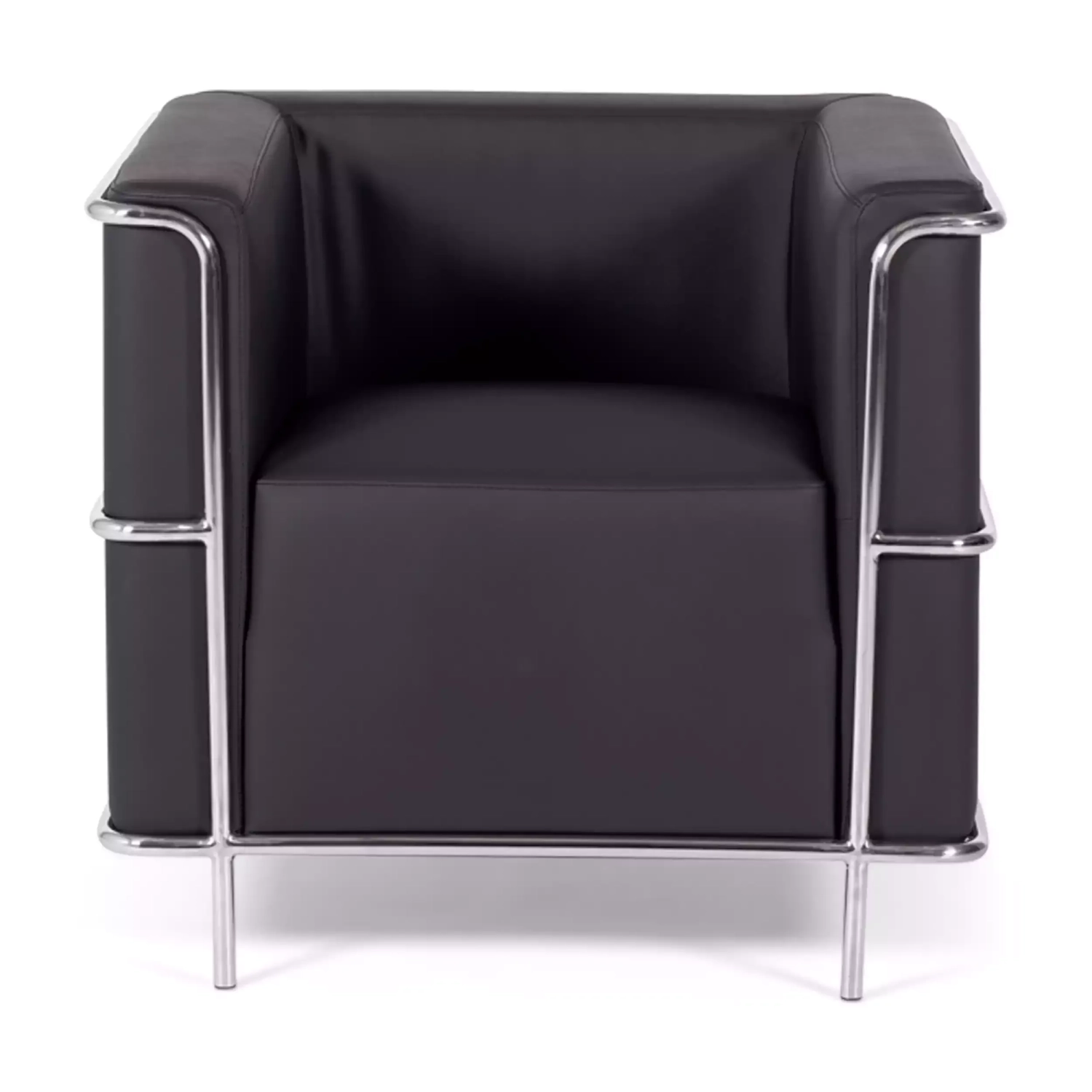 Torino 1-sitsig modern soffa i läder och förkromat stål - Mobelarium