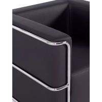 Torino 1 zits moderne sofa in leer en verchroomd staal - Mobelarium