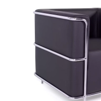 Torino 1 seater modern sofa in leather and chromed steel - Mueble Design