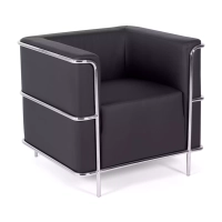 Divano moderno Torino a 1 posto in pelle e acciaio cromato - Mobilie Design