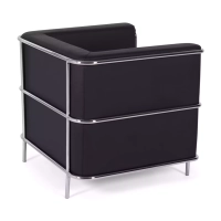 Torino 1-osobowa nowoczesna sofa ze skóry i chromowanej stali - Mobelarium