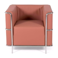 Torino 1-sitziges modernes Sofa aus Leder und verchromtem Stahl - Mobelarium