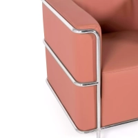 Torino 1 seater modern sofa in leather and chromed steel - Mueble Design