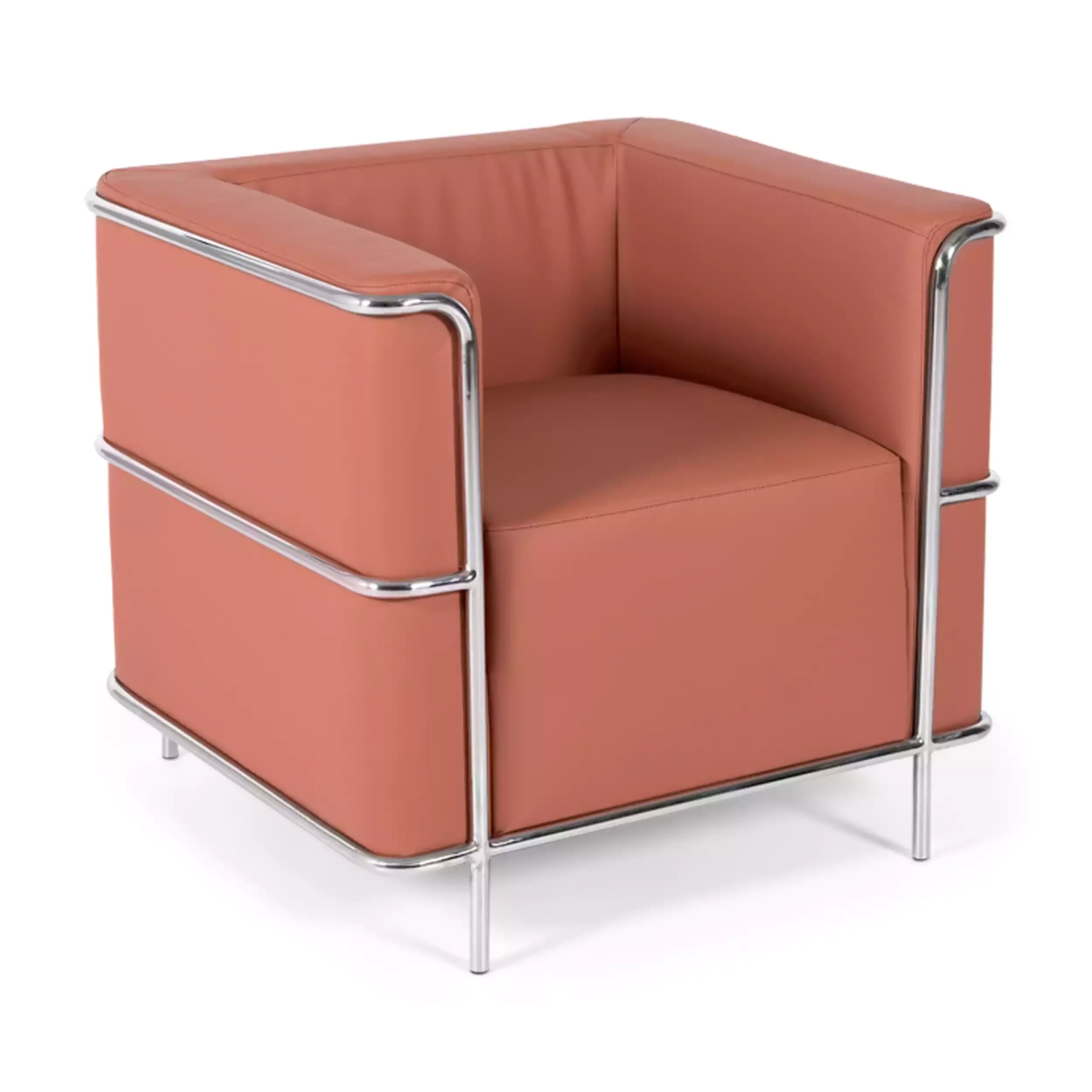 Torino 1-osobowa nowoczesna sofa ze skóry i chromowanej stali - Mobelarium