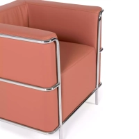 Sofá Torino 1 plaza moderno en piel y acero cromado - Mueble Design
