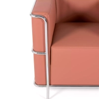 Sofá moderno Torino de 1 lugar em couro e aço cromado - Mueble Design