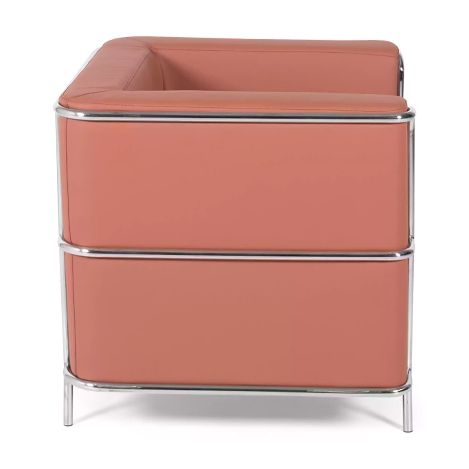 Sofá moderno Torino de 1 lugar em couro e aço cromado - Mueble Design