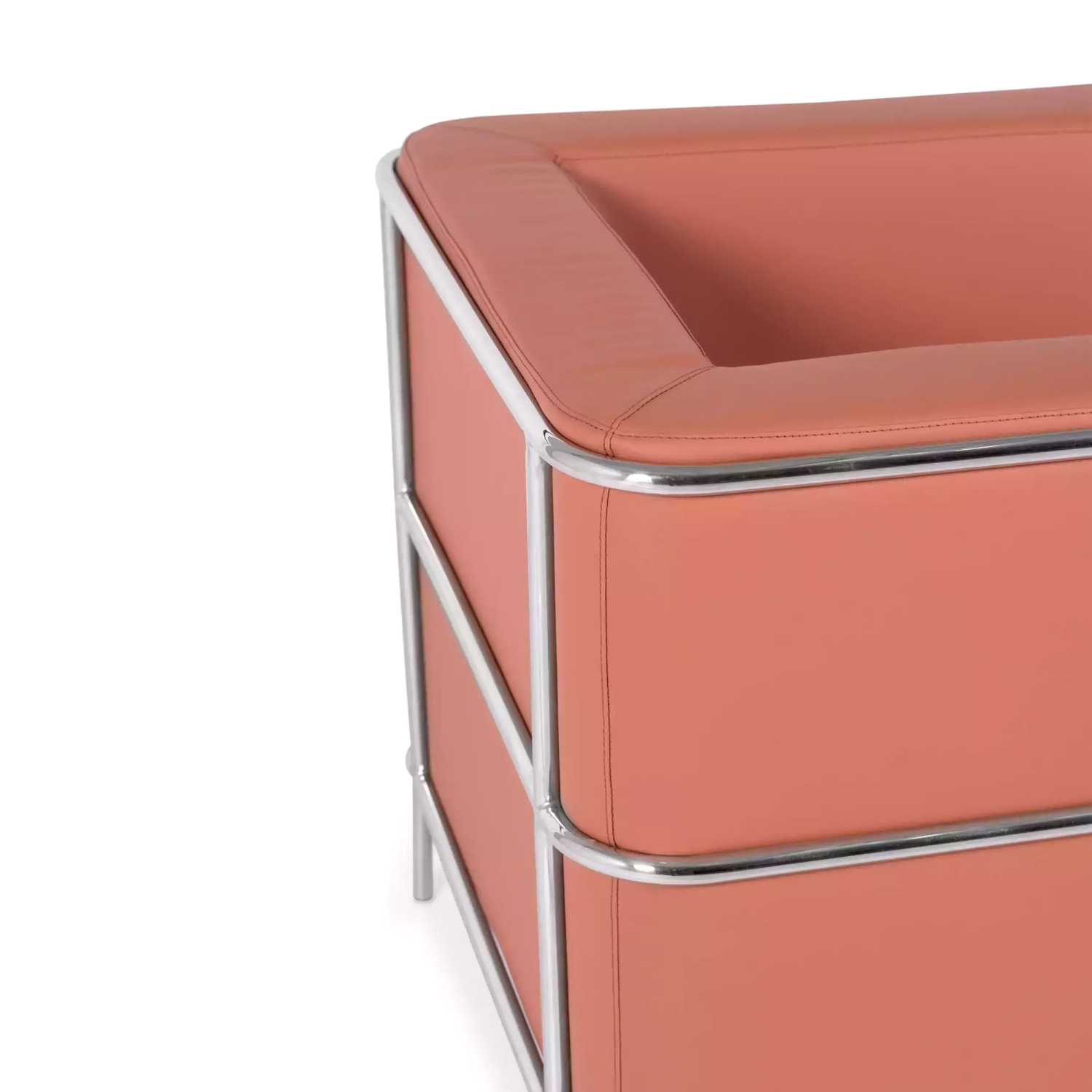 Torino 1-osobowa nowoczesna sofa ze skóry i chromowanej stali - Mobelarium