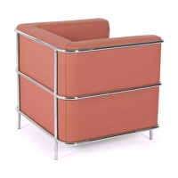 Torino - 1místná moderní pohovka v kůži a chromované oceli - Mobelarium