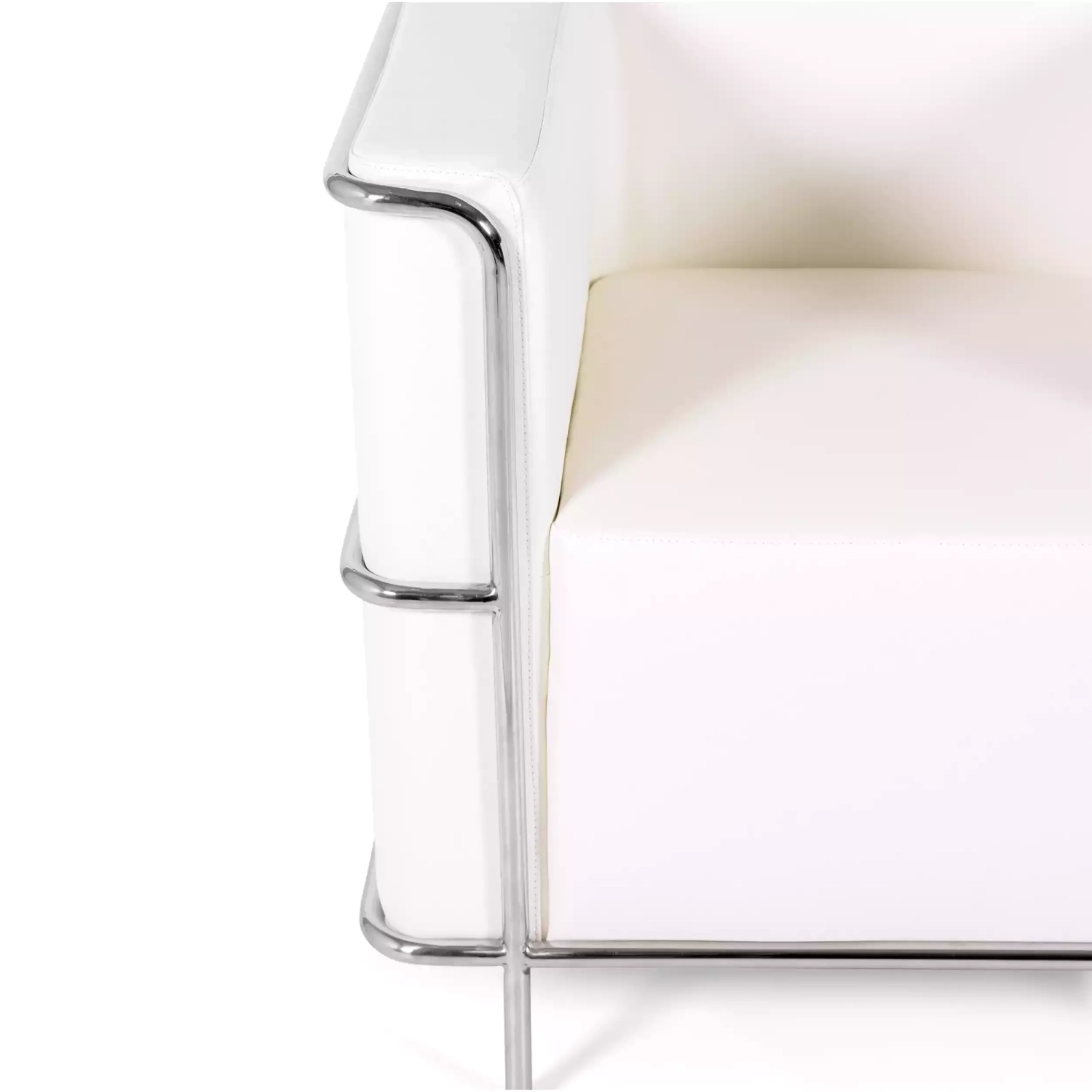 Sofá Torino 1 plaza moderno en piel y acero cromado - Mueble Design