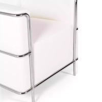 Torino 1 zits moderne sofa in leer en verchroomd staal - Mobelarium