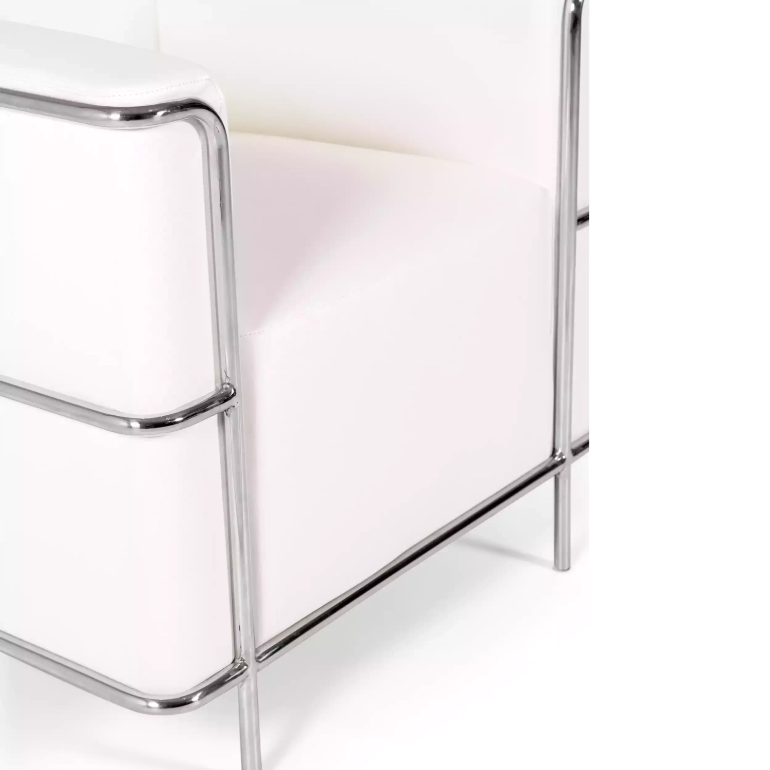 Sofá moderno Torino de 1 lugar em couro e aço cromado - Mueble Design