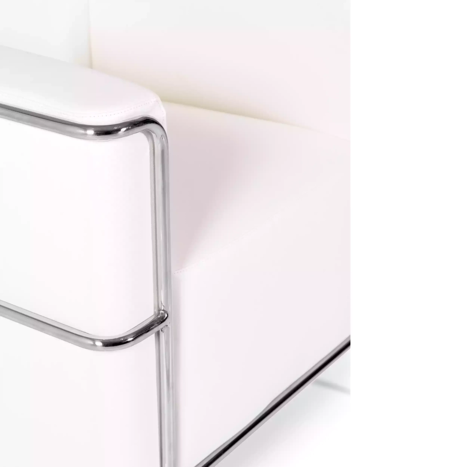 Torino 1 seater modern sofa in leather and chromed steel - Mueble Design