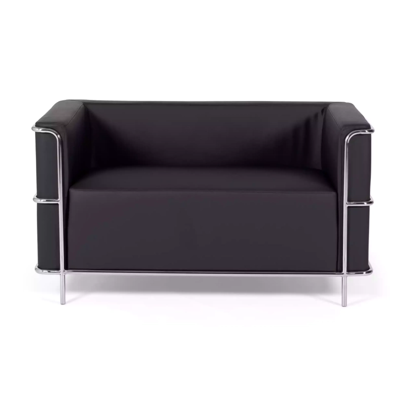 Torino 2-sitssoffa i ekoläder och förkromat stål 🛋️ - Mobelarium