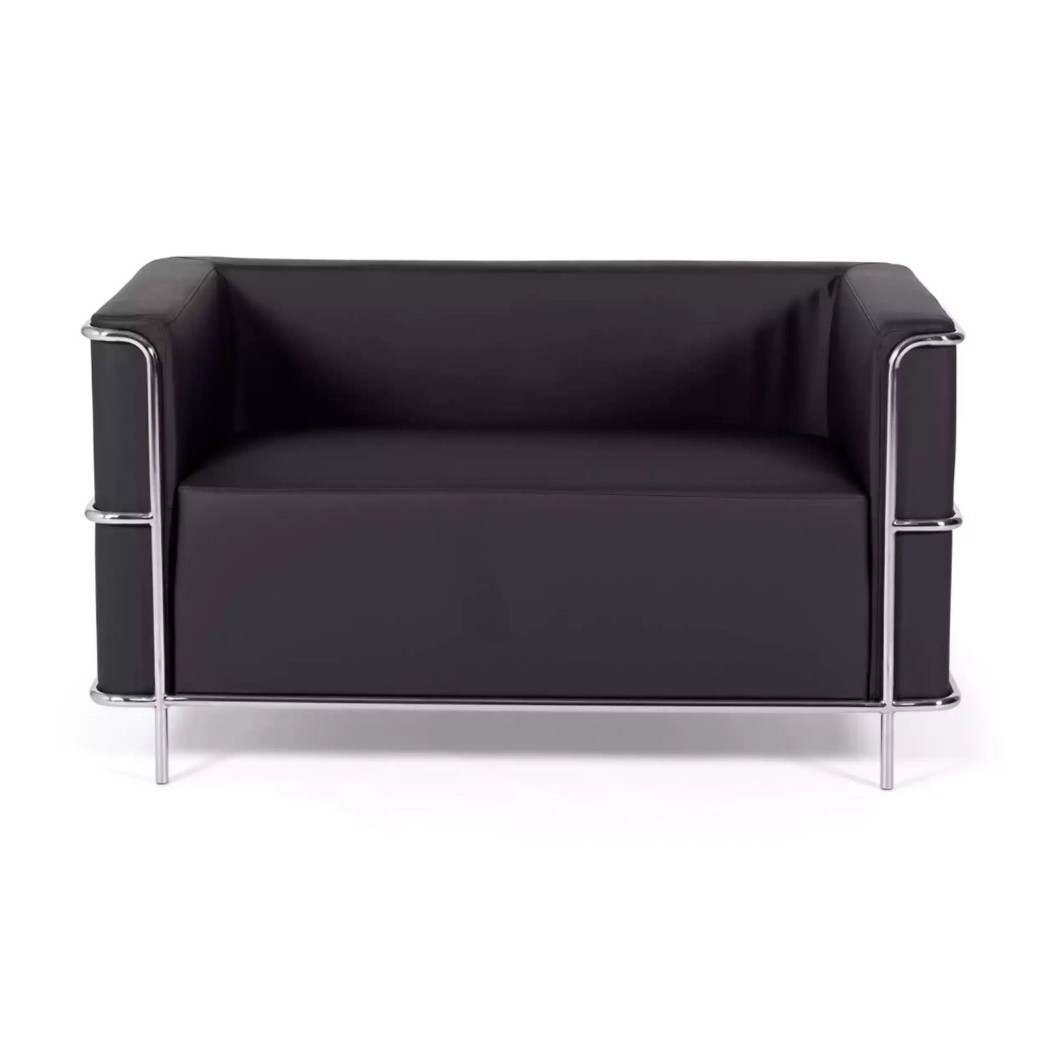 Torino 2-zitsbank van ecoleder en verchroomd staal 🛋️ - Mobelarium