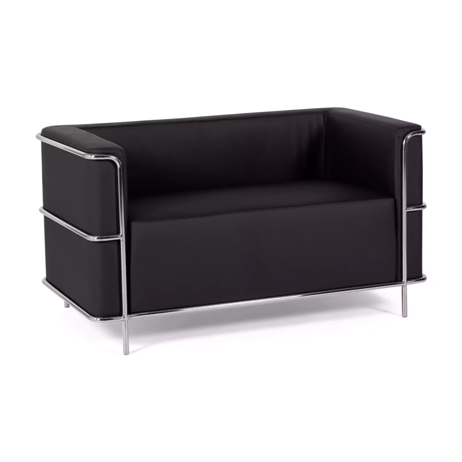 Torino 2-sitssoffa i ekoläder och förkromat stål 🛋️ - Mobelarium