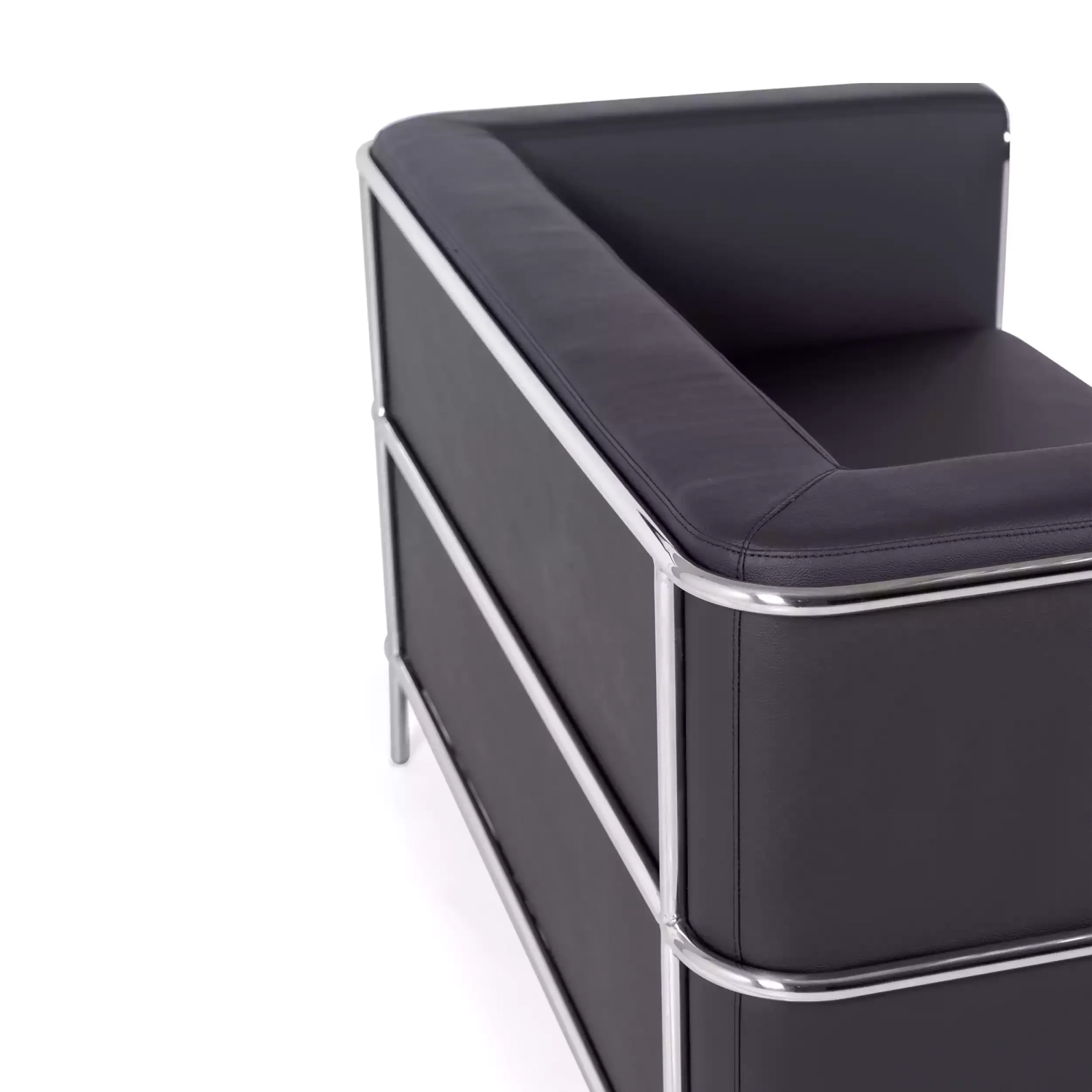Torino 2-zitsbank van ecoleder en verchroomd staal 🛋️ - Mobelarium
