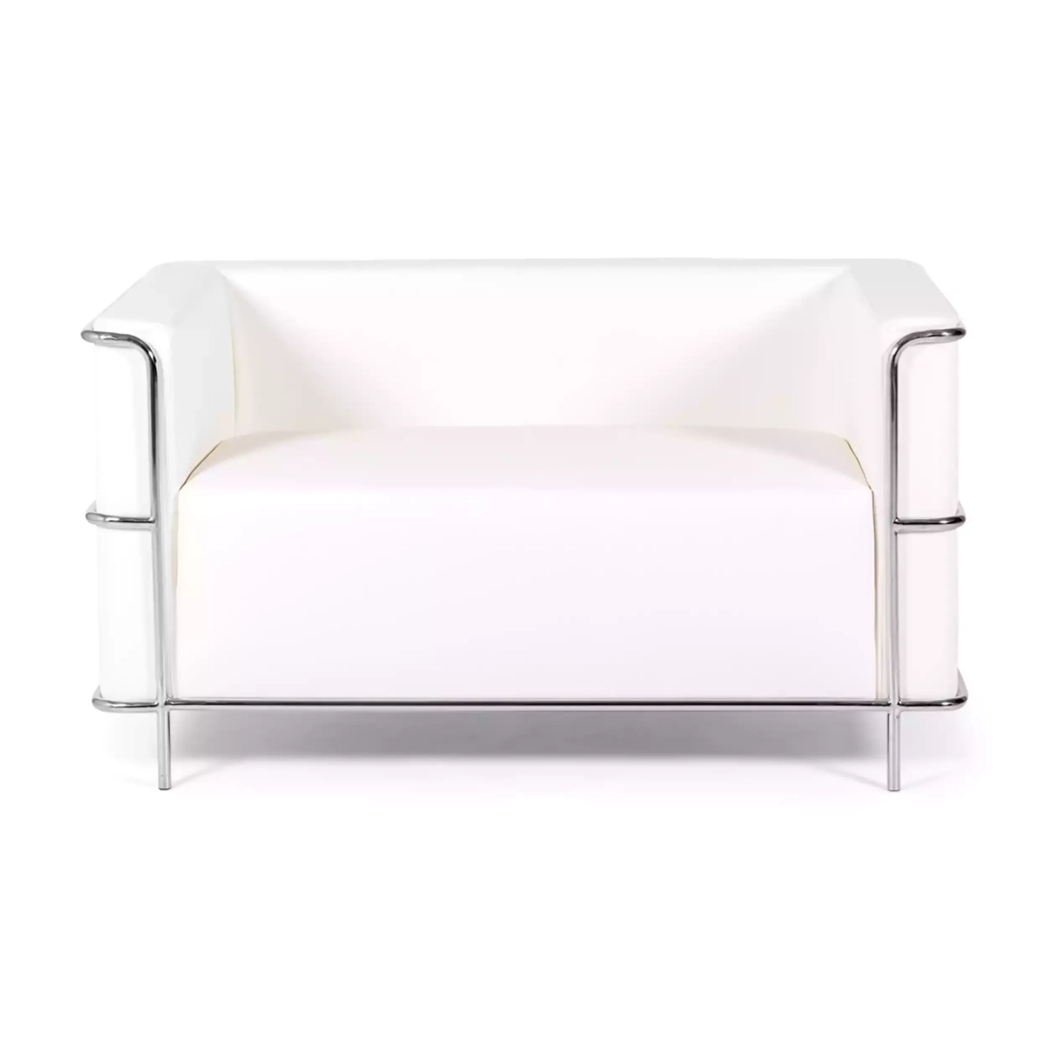 Torino 2-zitsbank van ecoleder en verchroomd staal 🛋️ - Mobelarium