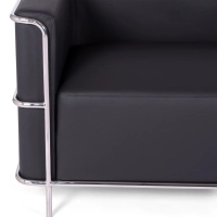 Sofa 3-osobowa Torino z ekoskóry i chromowanej stali - Mobelarium
