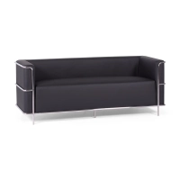 Sofa 3-osobowa Torino z ekoskóry i chromowanej stali - Mobelarium
