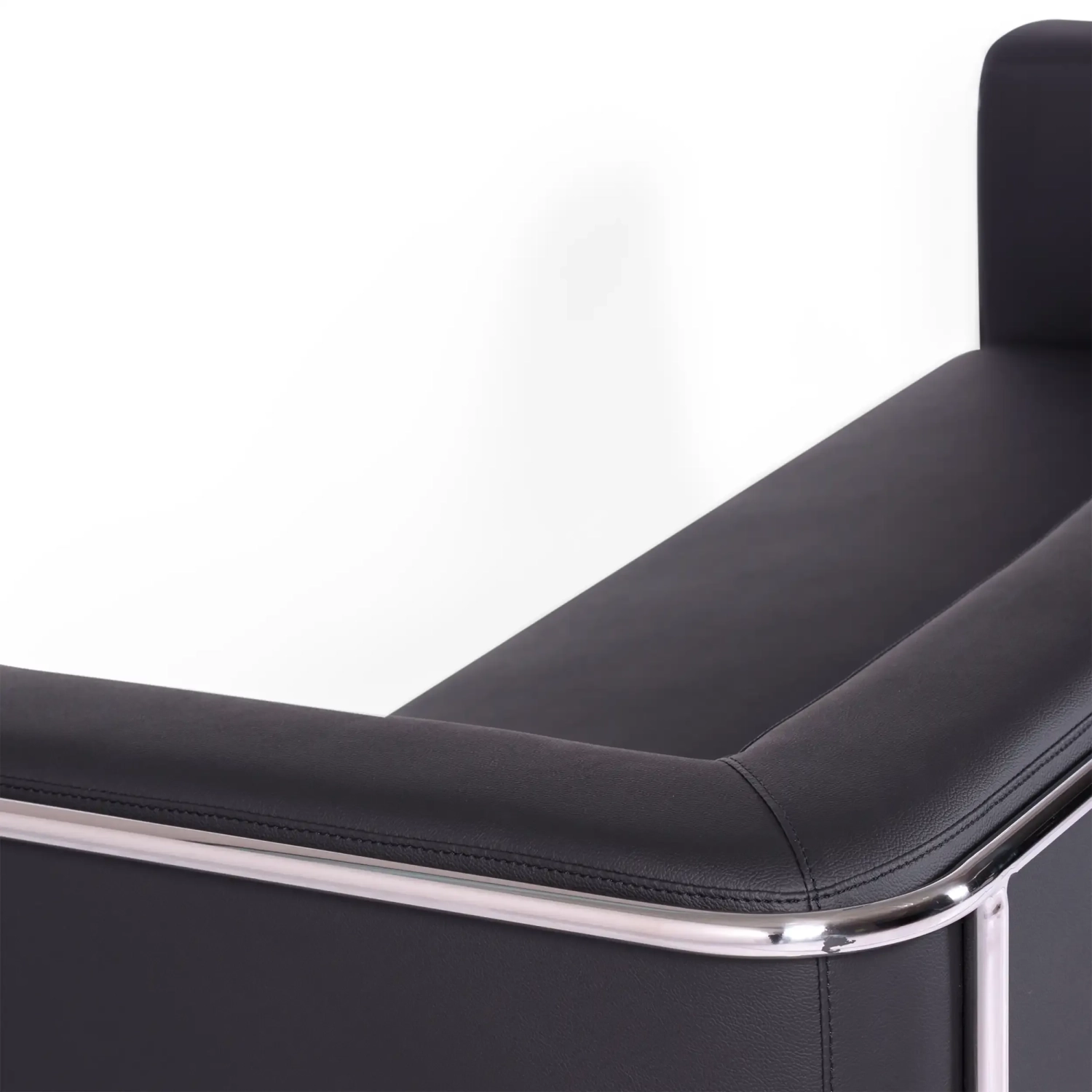 Sofa 3-osobowa Torino z ekoskóry i chromowanej stali - Mobelarium