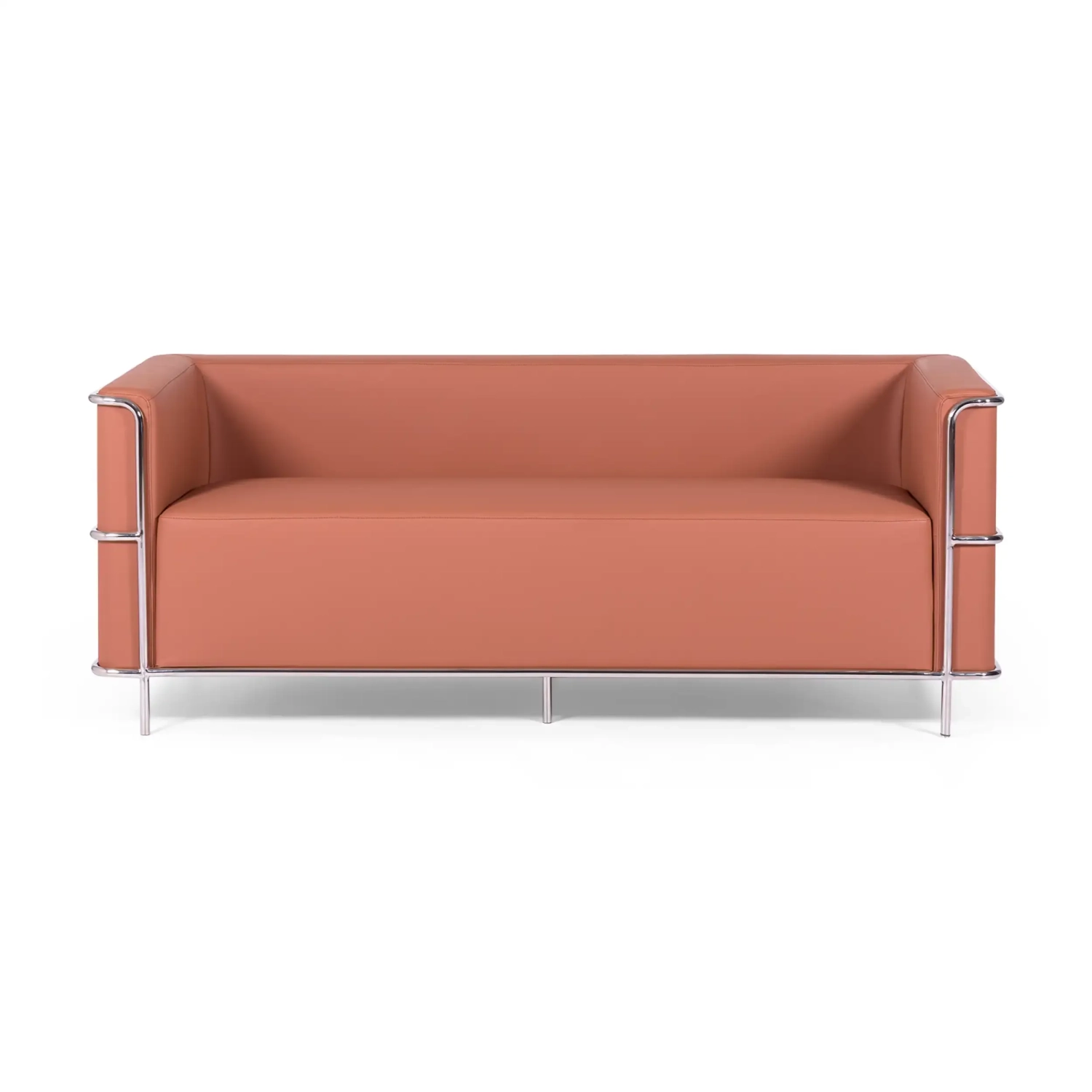 Sofá Torino de 3 lugares em couro ecológico e aço cromado - Mueble Design