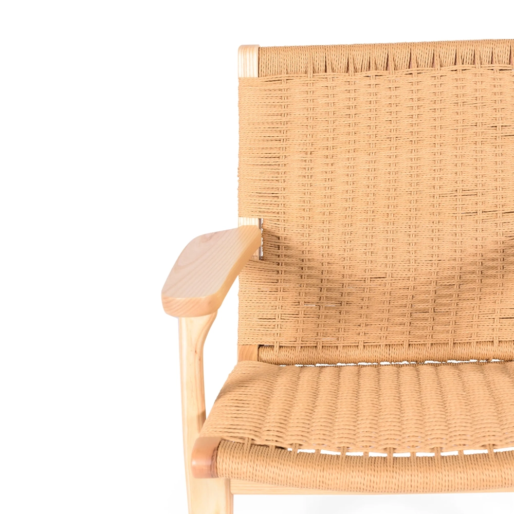 Fauteuil Catani CH25 | Design scandinave en frêne et corde naturelle