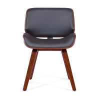Cadeira Nordic em nogueira e couro sintético preto | Design escandinavo elegante