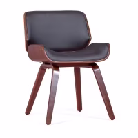 Chaise Nordic en noyer et simili cuir noir | Design scandinave élégant
