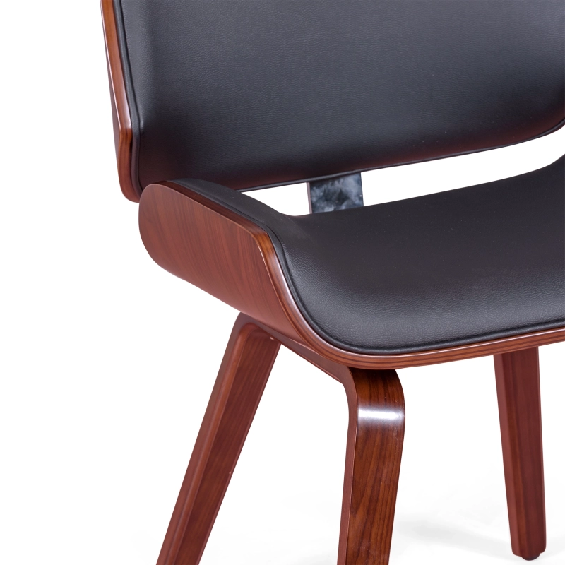Krzesło Nordic z orzecha włoskiego i czarnej skóry ekologicznej | Elegancki skandynawski design